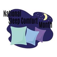mês nacional do conforto do sono, ideia para pôster, banner, panfleto ou cartão postal vetor