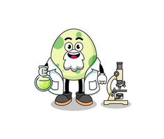 mascote de ovo manchado como cientista vetor