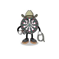 personagem mascote de dardos como um cowboy vetor