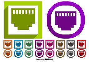 Conjunto de vetores de botões de símbolo da porta Ethernet