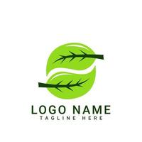 modelo de símbolo de logotipo ecológico de folhas verdes modernas vetor