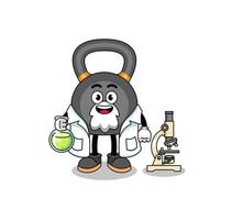 mascote de kettlebell como cientista vetor