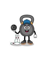 mascote de kettlebell como jogador de boliche vetor