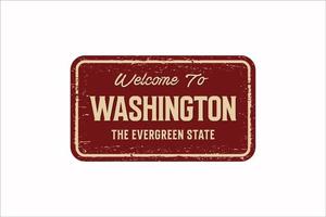 bem-vindo ao sinal de metal enferrujado vintage de Washington em um fundo branco, ilustração vetorial vetor