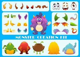 kit de criação de monstros construtor de personagens de desenhos animados vetor