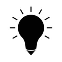 ilustração de ícone de silhueta de ideia de aprendizagem. contém ícone de lâmpada com ícone de lápis. ilustração de ícone relacionado à educação. design simples editável vetor