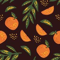 padrão sem emenda de vetor desenhado à mão de fruta laranja