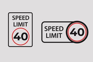 sinais vetoriais de limite de velocidade 40 km por hora vetor