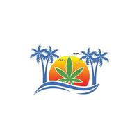 logotipo da paisagem da natureza da ilha de cannabis vetor