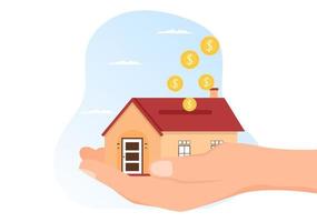 modelo de hipoteca ilustração plana de desenhos animados desenhados à mão de dívida de crédito a prazo por empréstimo à habitação ou investimento de dinheiro para design de propriedade imobiliária vetor