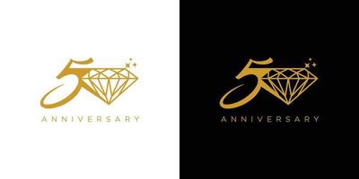 design de logotipo de celebração de 50 diamantes moderno e luxuoso