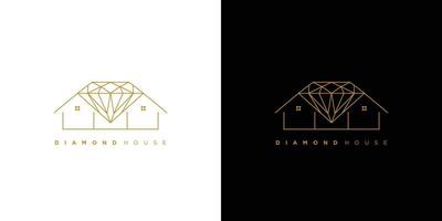 design de logotipo de casa de diamante moderno e luxuoso vetor