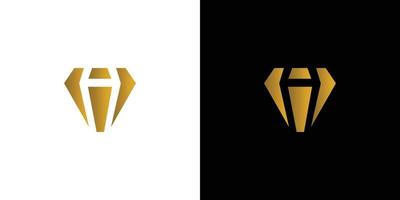design de logotipo de diamante inicial de letra h moderno e elegante vetor