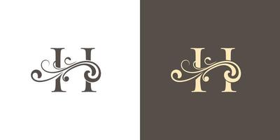 design de logotipo de texto de iniciais de letra h de luxo e elegante vetor