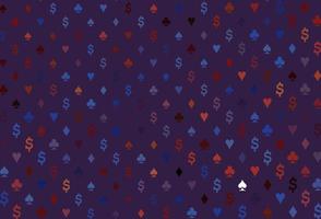 capa de vetor azul e vermelho escuro com símbolos de aposta.