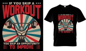 se você pular um gráfico de design de camiseta de fitness de treino vetor
