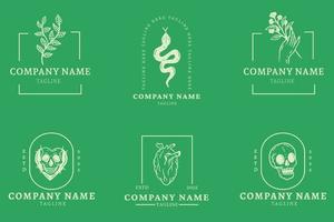 luxo cinza logotipo místico minimalista símbolo coleção verde estilo. vetor