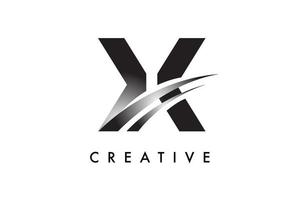 vetor de design de logotipo letra x com linhas curvas de swoosh e visual criativo