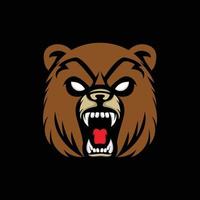 logotipo de ilustração de animal com raiva de urso de cabeça vetor