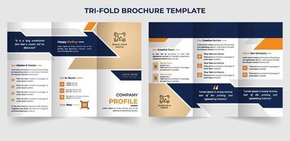 design de modelo de folheto de negócios multifuncional moderno com três dobras vetor