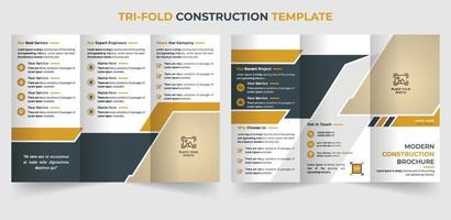 design de modelo de brochura de construção corporativa criativa com três dobras vetor