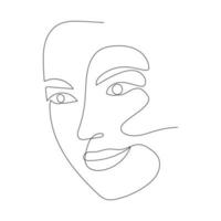 desenho de linha contínua do retrato do rosto de uma mulher bonita. arte do minimalismo. vetor