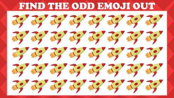 encontre o emoji estranho 9, jogo de quebra-cabeça de lógica visual. jogo de atividade para crianças. ilustração vetorial. vetor