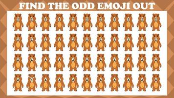 encontre o emoji estranho 16, jogo de quebra-cabeça de lógica visual. jogo de atividade para crianças. ilustração vetorial. vetor