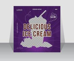design de postagem de mídia social de sorvete delicioso especial de verão ou modelo de banner da web vetor