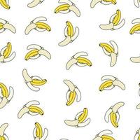 padrão sem emenda com bananas em um fundo branco. um padrão com frutas tropicais. rabiscos vetor