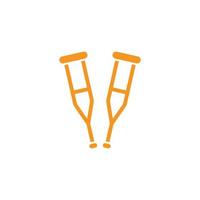 eps10 laranja vector muletas ícone de arte de linha abstrata isolado no fundo branco. muletas de caminhada descrevem símbolos em um estilo moderno simples e moderno para o design do seu site, logotipo e aplicativo móvel