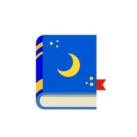 livro de contos noturnos. história infantil. o volume mágico e feitiços do mago. capa azul com a lua. ilustração de desenho animado plana isolada no fundo branco vetor