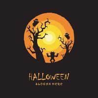 logotipo de halloween com modelo de slogan vetor