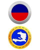 botão como um símbolo bandeira do haiti e mapa em um fundo branco vetor