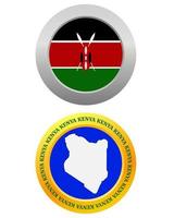 botão como um símbolo bandeira do Quênia e mapa em um fundo branco vetor