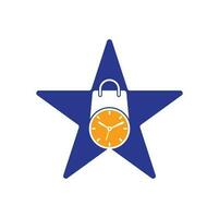 modelo de design de logotipo de vetor de conceito de forma de estrela de tempo de compras.