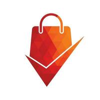 ícone de logotipo de verificação de sacola de compras. verifique o modelo de logotipo de compras, ícone, símbolo - vetor