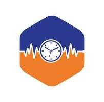 vetor de design de modelo de logotipo de tempo de pulso. batimento cardíaco e ícone de design de logotipo de tempo.