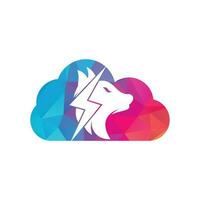 design de logotipo de conceito de forma de nuvem de lobo de trovão. poder, animal selvagem e vetor de ícone do conceito de logotipo de energia.
