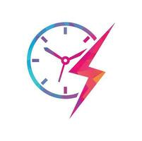 design de logotipo de vetor de tempo flash. vetor de ícone do logotipo do tempo do trovão.