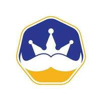 design de logotipo de vetor bigode rei. logotipo de coroa de bigode elegante e elegante.