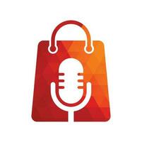 ilustração de logotipo de vetor de podcast. microfone com logo da bolsa