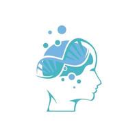 cérebro de cognição humana e design de logotipo de dna vetor
