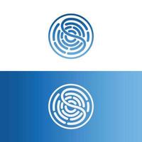 logotipo de impressão digital de ícone redondo de vetor