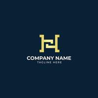 logotipo da letra h com golor dourado vetor