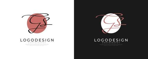 design de logotipo inicial g e s em estilo de caligrafia elegante e minimalista. logotipo ou símbolo de assinatura gs para casamento, moda, joias, boutique e identidade comercial vetor