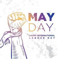 mão desenhada de punho de mão para o dia. dia mundial do trabalho 1 de maio. ilustração vetorial