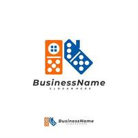 modelo de vetor de logotipo de casa de dominó, conceitos criativos de design de logotipo de dominó