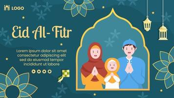 feliz eid al-fitr mubarak modelo ilustração de design plano editável de fundo quadrado para mídias sociais, cartaz ou cartão de felicitações vetor