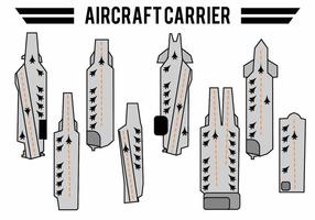 Conjunto de ícones de porta-aviões planos vetor